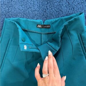 Zara Turquoise Tailored High-Waist Trousers